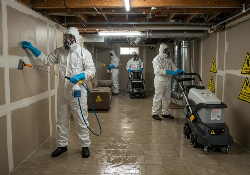 Basement Moisture Removal and Structural Drying process in Myrtle Grove, NC
